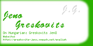 jeno greskovits business card